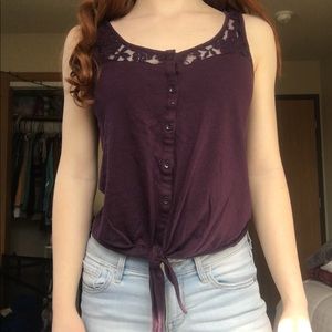 Garage Plum Lace Tank Top